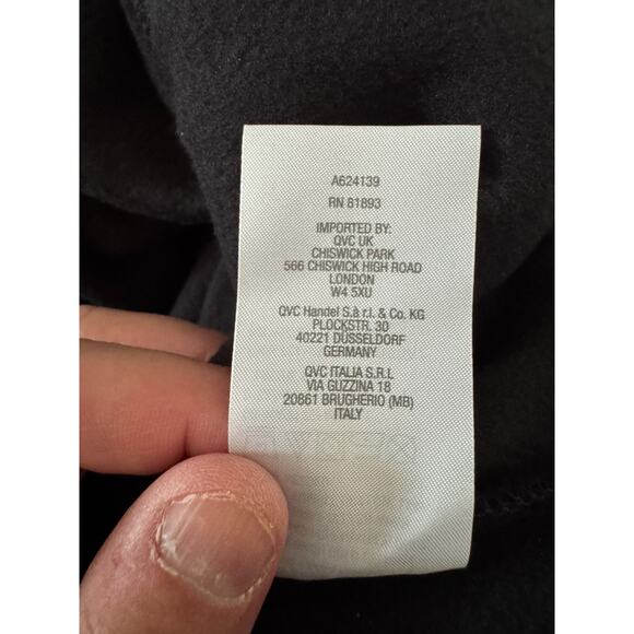 Denim & Co. Regular Fleece Crossover Neck Long Slv Tunic w/ Dolphin Hem Black S - Picture 13 of 13